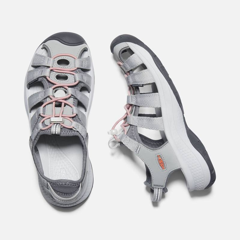 Keen Astoria West Trekkingsandalen Damen DE-38920 Grey/Coral - Keen Damenschuhe Grau